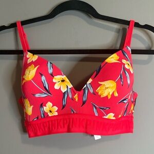 Pink Victoria Secret Floral Wear Everywhere Wireless Lightly Bra Size 32 D